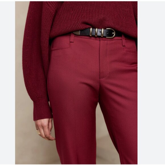 NWT Banana Republic Lido Straight Italian Wool Pant red 14 - Picture 3 of 4
